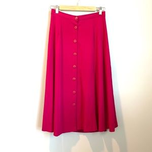 Vintage Pink Button Front Midi Skirt Size 10P